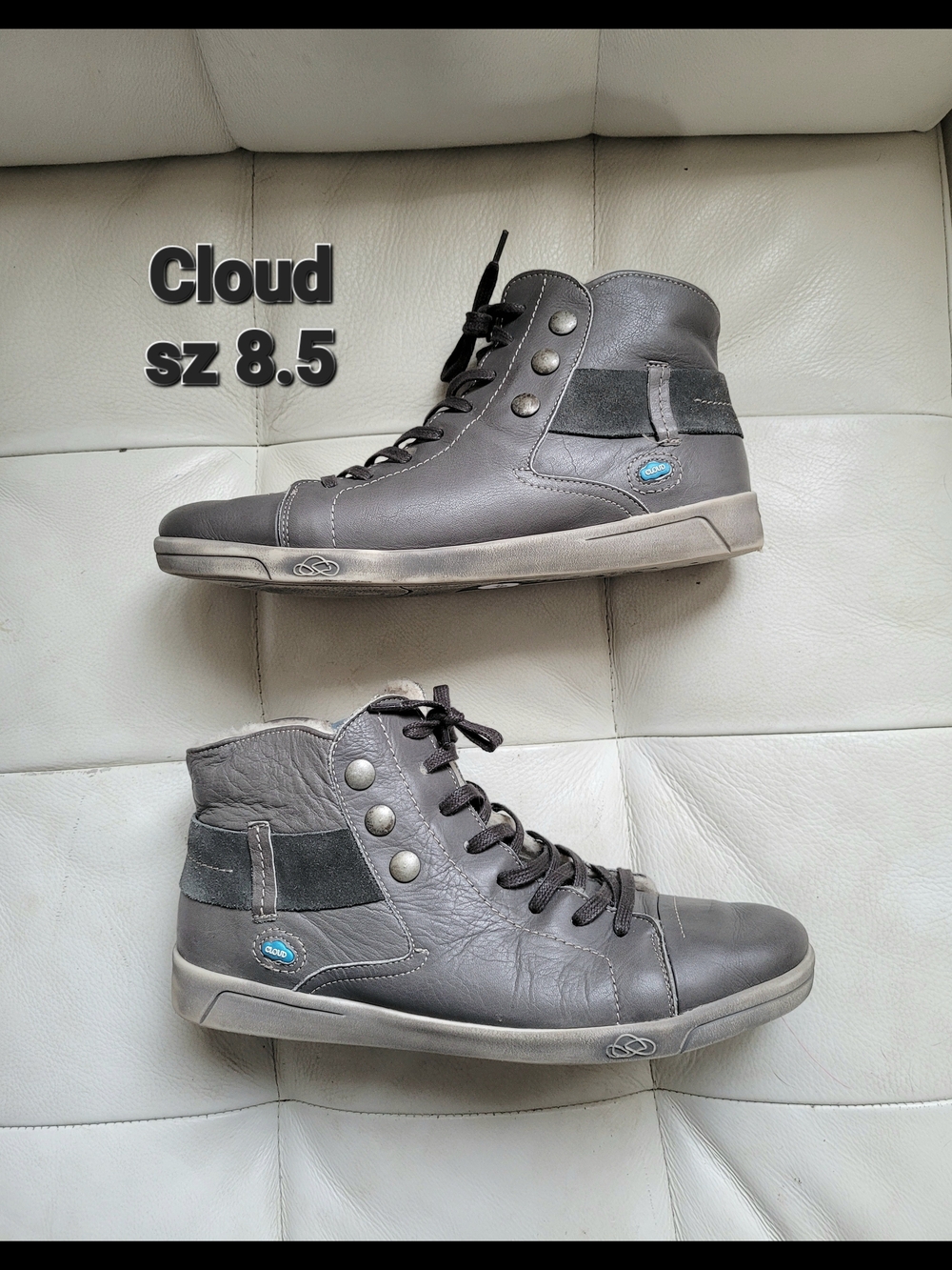 Women's Cloud High-Top Casual Sneakers in Gray - Size 8.5